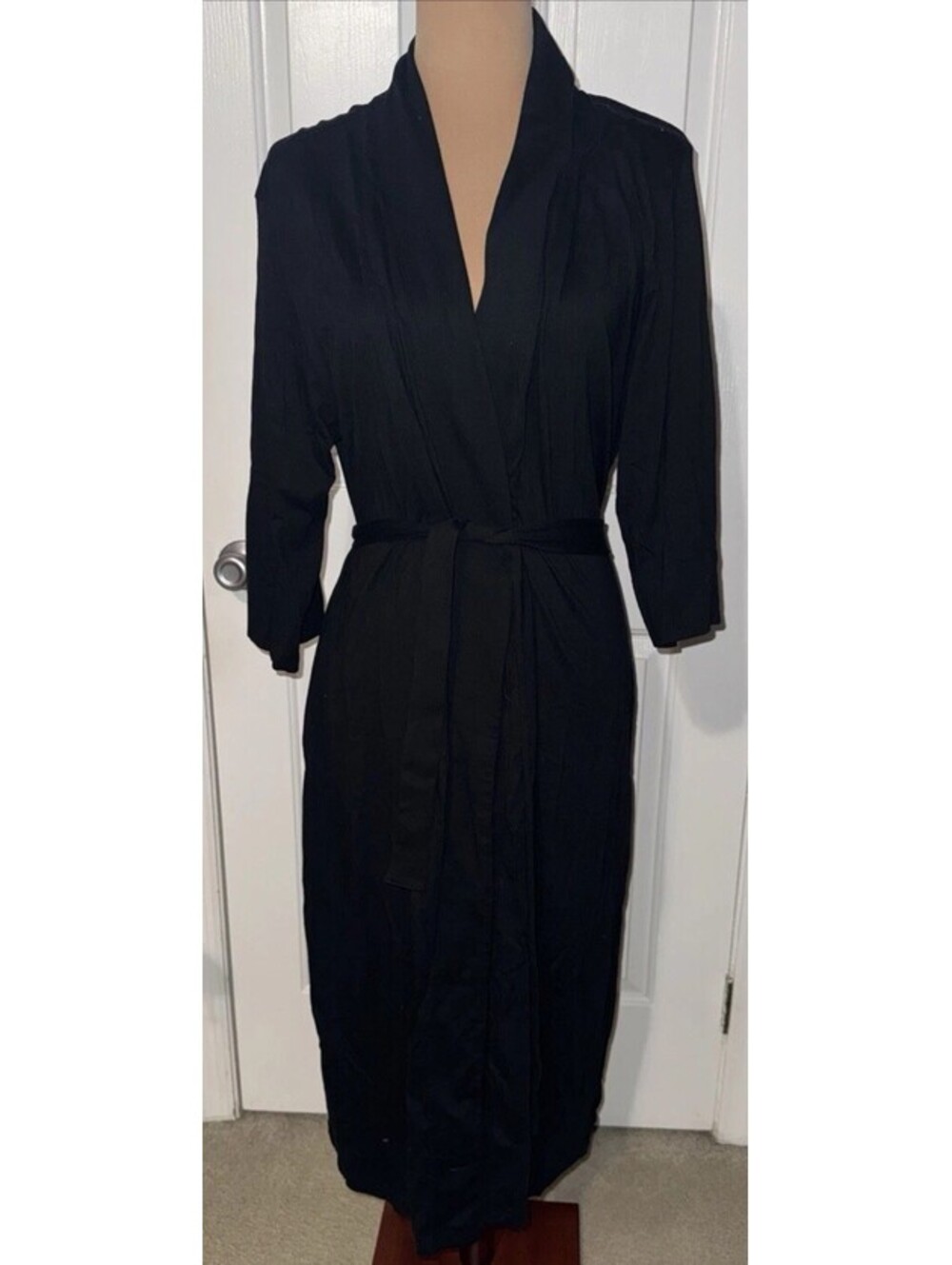 Sioro Women's Black 100% Cotton Robe - Size Large